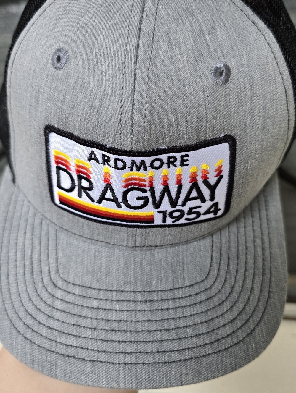 NWOT Richardson 112 Trucker Hat Grey/Black  Ardmore Dragway 1854 Hot Rod Cap
